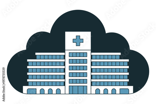 Modern hospital building icon isolated on transparent background medical care facility center architectural design graphic for healthcare app