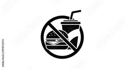 No food or drinks allowed a prohibition sign with a burger and beverage
