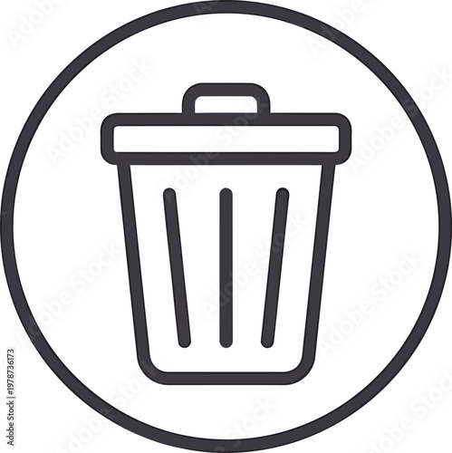 Circular Trash Can Icon for Delete, Waste, and Recycle Functions