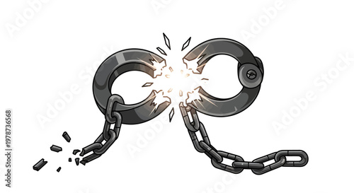 Juneteenth Broken Shackles Icon, Freedom and Emancipation Symbol Illustration