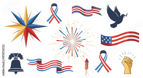 Juneteenth Freedom Day Icon Set, African American Celebration Symbols