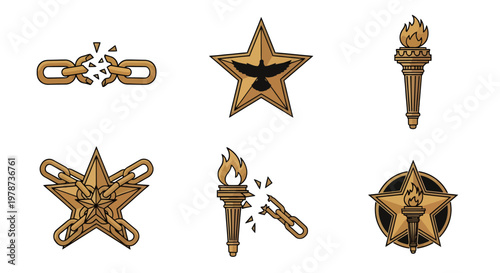 Juneteenth Premium Freedom Day Icon Set, Liberty and Emancipation Symbols