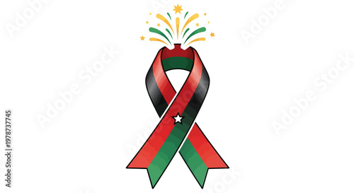 Juneteenth Awareness Ribbon Icon, Freedom and Unity Symbol