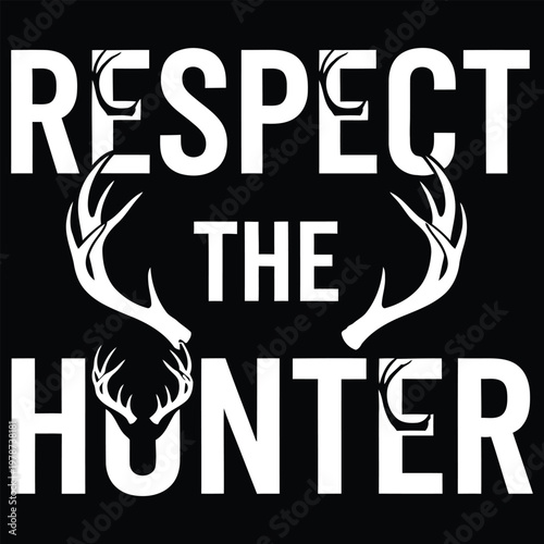 Hunting, outdoors, typography, antlers, vector graphic