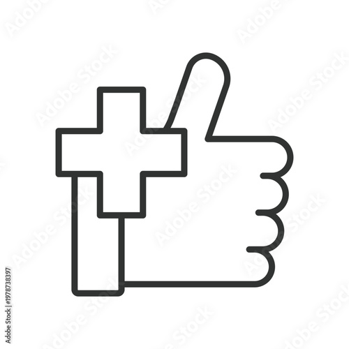 Healthcare approval, icon in line design. healthcare approval, medical support, positive feedback, thumbs up, quality care on white background vector. healthcare approval editable stroke icon