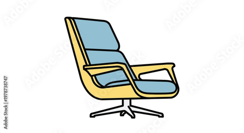 Modern Armchair with Blue Cushion.