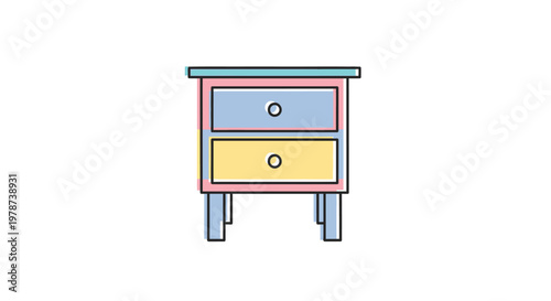 Colorful Small Furniture Nightstand Drawer.