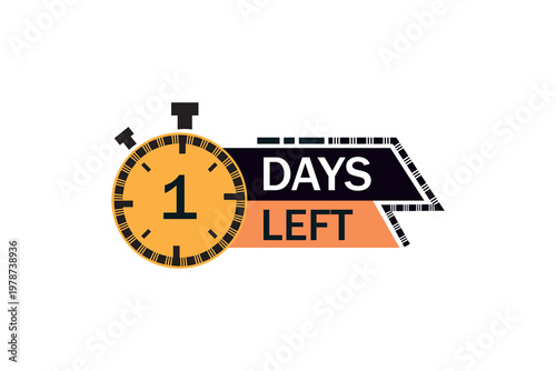 One day left countdown icon, professional vector illustration of a limited time offer and deadline reminder.creative symbol for flash sales, last minute deals, and urgent marketing.
