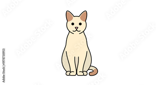 Cute Cartoon Siamese Cat Portrait.