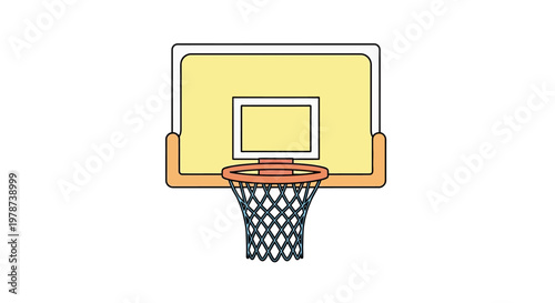 Basketball hoop with yellow backboard.