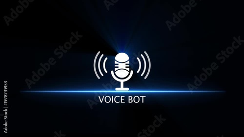 White microphone icon with sound waves and text VOICEBOT