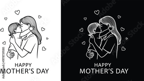 Touching mother's day illustration a heartwarming embrace for the best mom ever