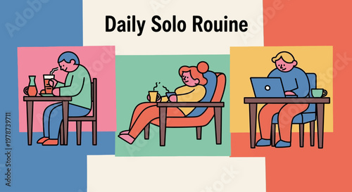 Daily solo routine, people enjoying alone time