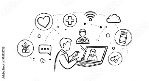 Remote team collaboration and communication concept