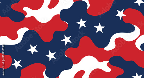American Flag Stars and Stripes Abstract Design with Red, White, and Blue Colors