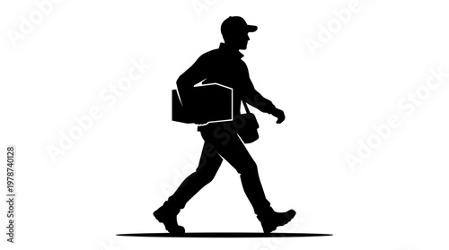 Man walking with luggage and bag.