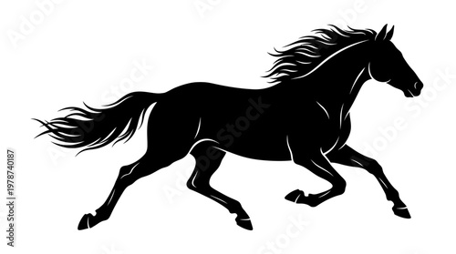 Black Horse Running Fast Silhouette.