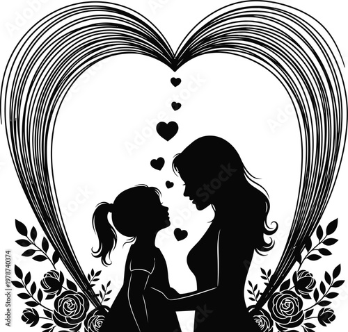 Heartfelt mother's day silhouette loving mother and daughter connection