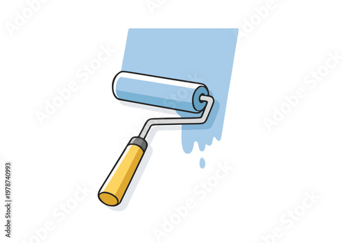 paint roller isolated on white background - Simple Paint Brush Illustration Clean Art Tool Design Element