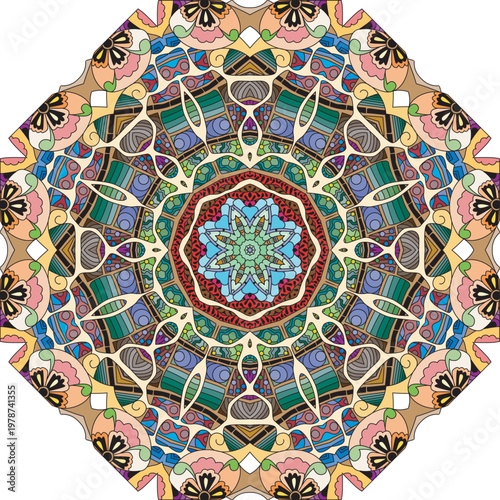 Colorful cute Mandalas. Decorative unusual round ornaments.