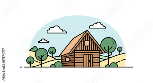 a brown wooden house on a hill.