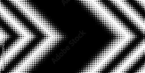 Halftone arrow background with dotted gradient texture. Modern geometric pattern with directional chevrons and dynamic motion effects for digital design templates.