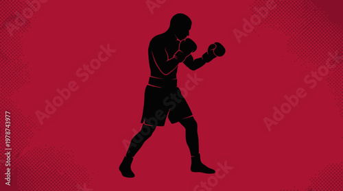Boxer in fighting stance silhouette.