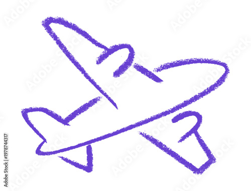 Flying Airplane Side View Icon Airport Travel Boarding Related Icon Crayon Chalk Drawing Vector