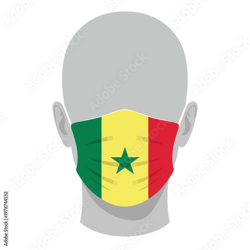 Face Mask with Senegal Flag Icon Medical Mask for Health Protection and Pandemic Concept