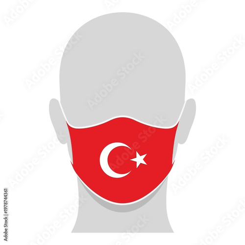 Face Mask with Turkey Flag Icon Medical Mask for Health Protection and Pandemic Concept