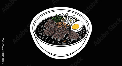 Delicious and hearty bowl of beef noodle soup with fresh ingredients, a culinary delight