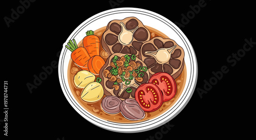 Delicious Oxtail Stew with Root Vegetables and Tomatoes, a Hearty and Flavorful Meal