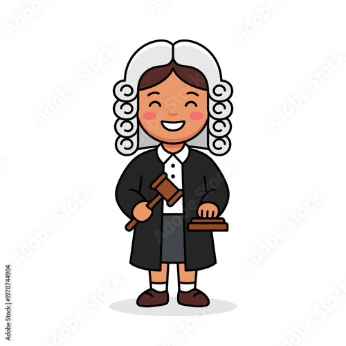 Female Judge Holding Gavel Smiling.