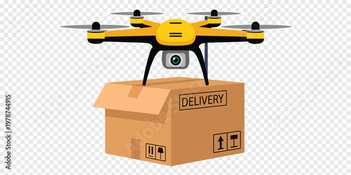 Drone Delivering Package Residential Delivery Concept