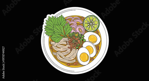 Delicious Noodles with Boiled Eggs and Fresh Vegetables, a Flavorful and Nutritious Meal