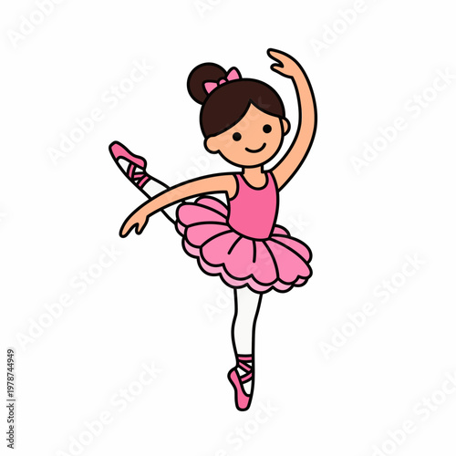 Little girl in pink ballet outfit.