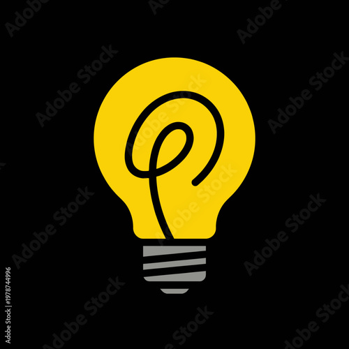Yellow Light Bulb Icon Symbol.