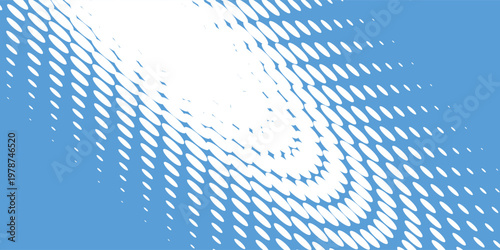 Abstract White Elliptic Halftone Dots Pattern on Light Blue Background