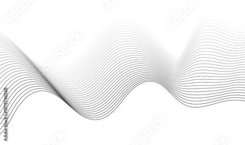 Abstract Elegant Flowing White Waves, Smooth Black and White Wavy Lines Pattern, Modern Minimalist Digital Background 
