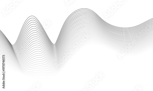 Abstract Smooth Flowing Gray Waves, Elegant Black and White Wavy Lines Pattern, Modern Minimalist Digital Background 