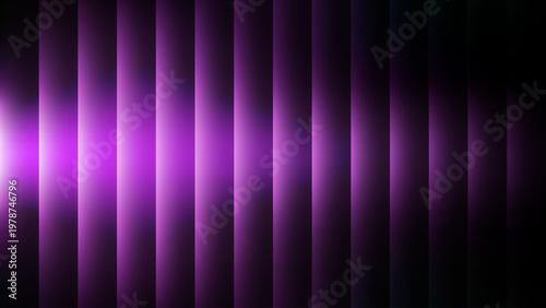 Abstract purple vertical glowing bars background with gradient light effect 3D render for technology and music design