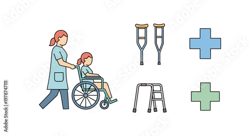 Nurse helping patient in wheelchair care.