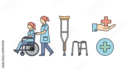 Medical Professional Assisting Disabled Patient.