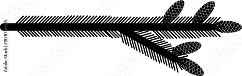 Stylized conifer branch with male pollen cones vector illustration