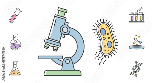 Microscope and microbe science tools.