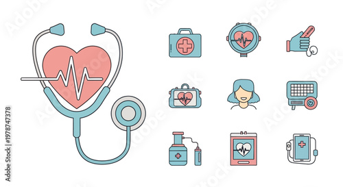 Medical stethoscope with heart symbol.