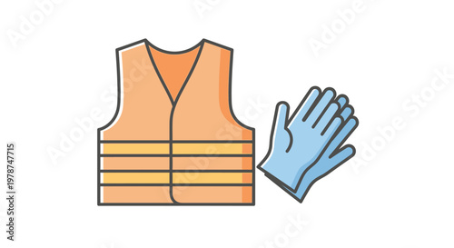 Orange Safety Vest and Blue Glove.