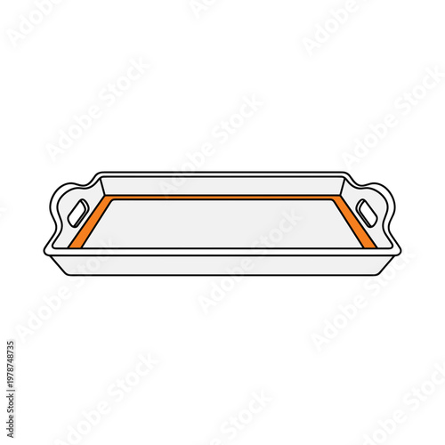 Serving Tray with Handles Side View Minimal Kitchen Object