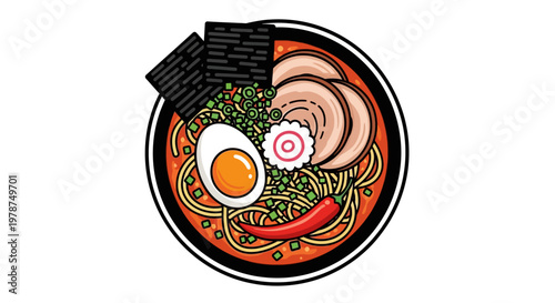 A steaming bowl of ramen noodle soup.