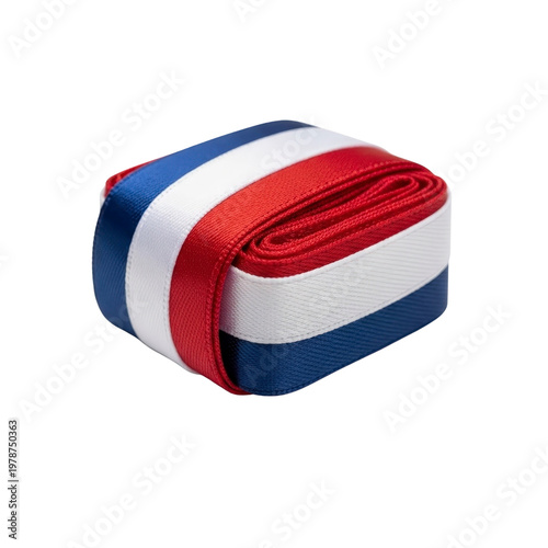 French flag ribbon isolated on transparent background